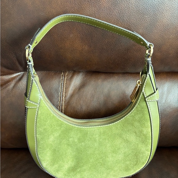 Michael Kors Preston Small Suede Crescent Shoulder Bag - Picture 2 of 5